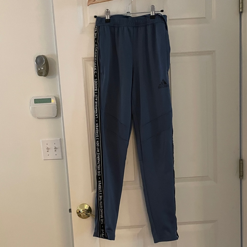Adidas Men's Navy Joggers with Side Stripe